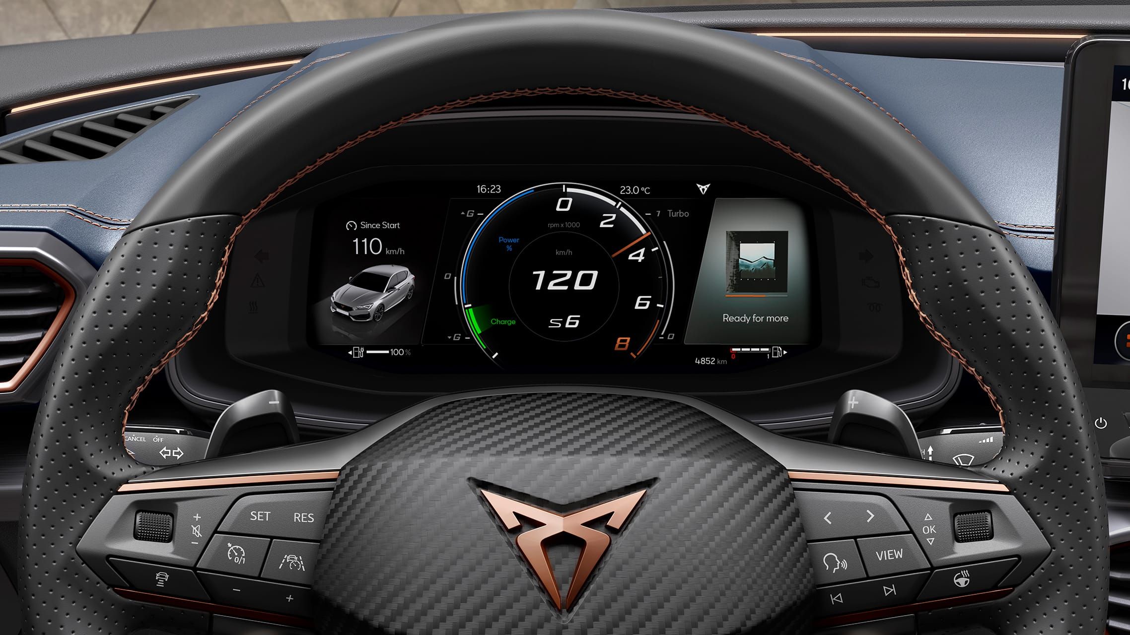 Новий CUPRA Leon: цифрова комбінація приладів Digital Cockpit 10,25", вигляд із салону